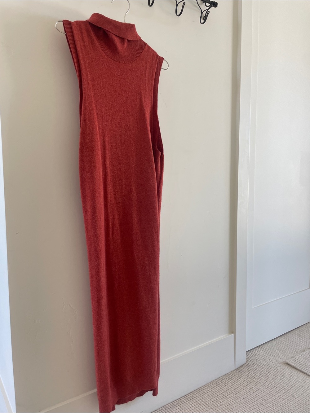 Free People Sleeveless Turtleneck Maxi Dress in Rust Red